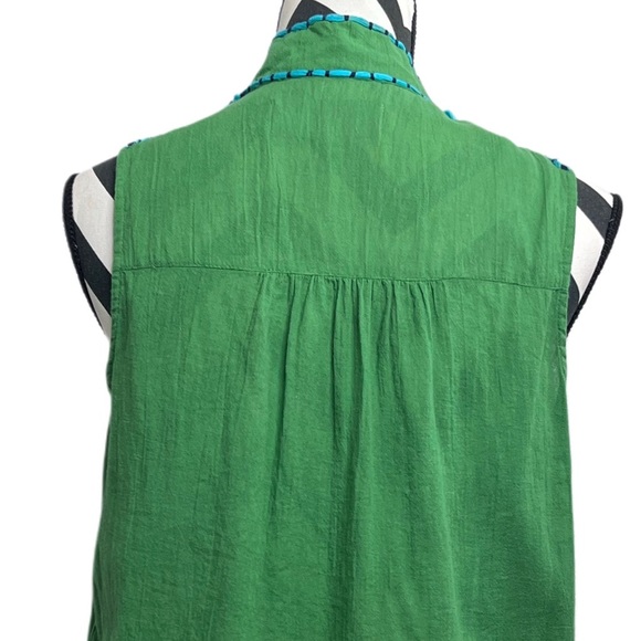 Double D Ranch 100% Cotton Gauze Sz XS Boho Embroidered Sleeveless Blouse - Picture 5 of 11